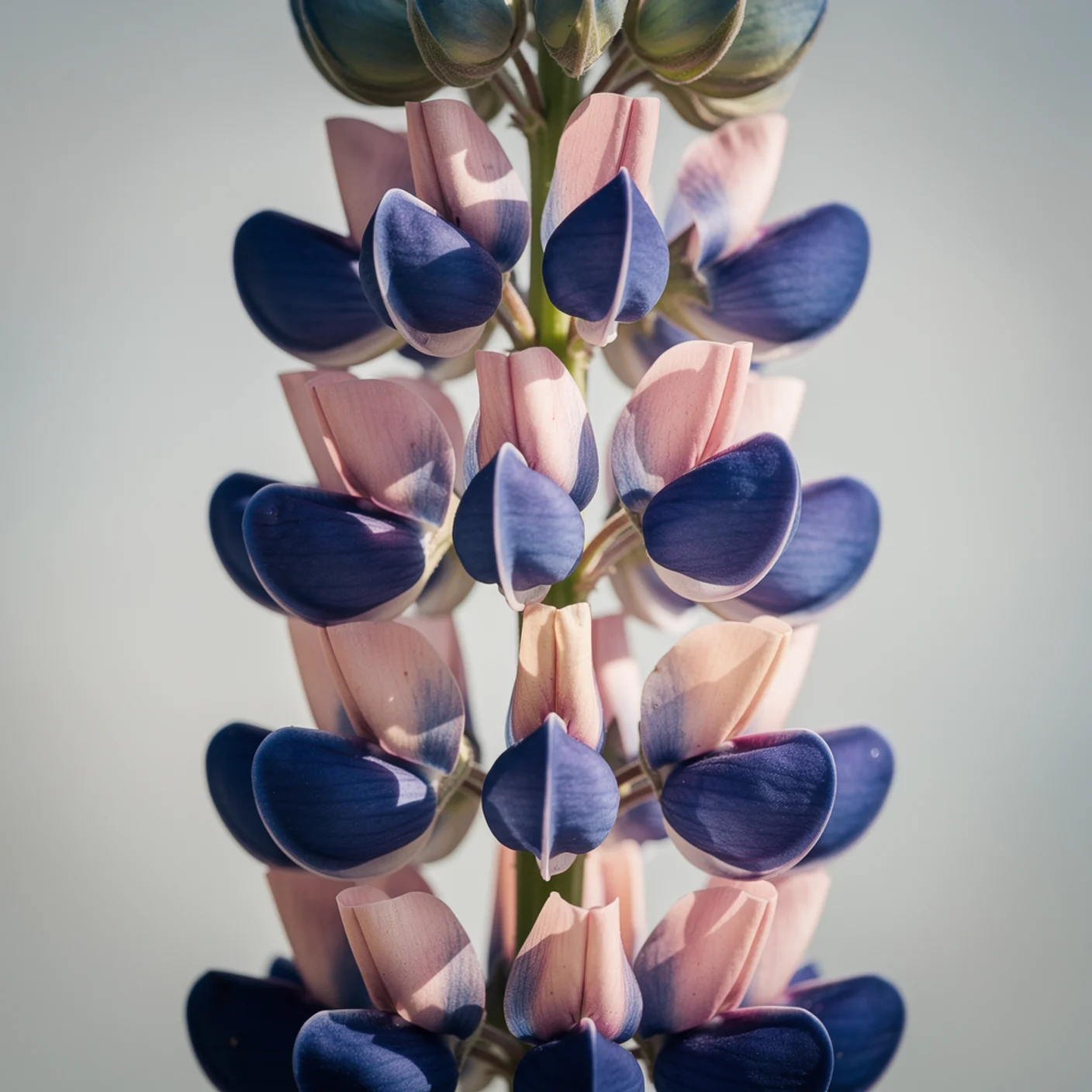 Lupin — Macro of bicolour florets on single spike