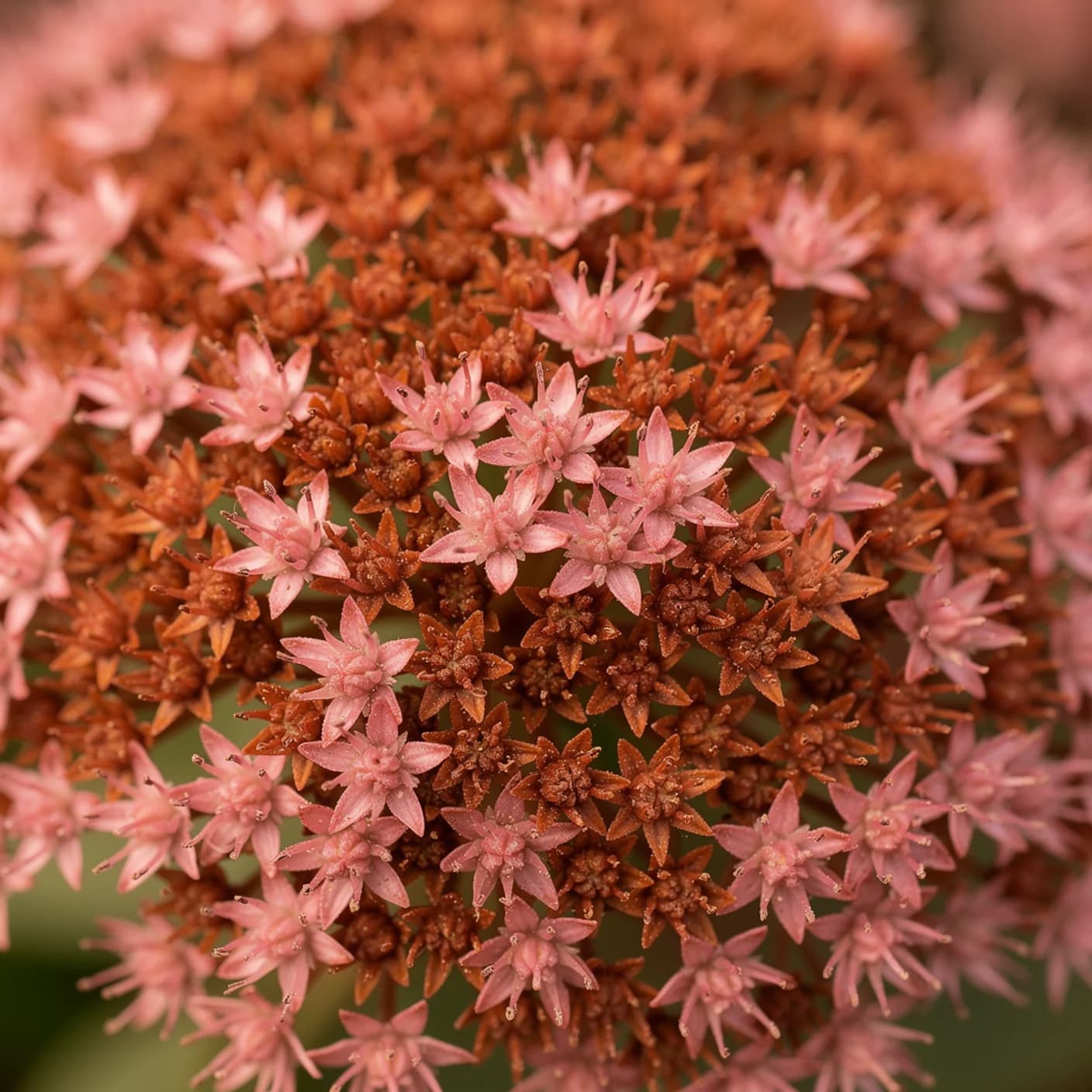Sedum — Macro of individual tiny star-shaped flowers