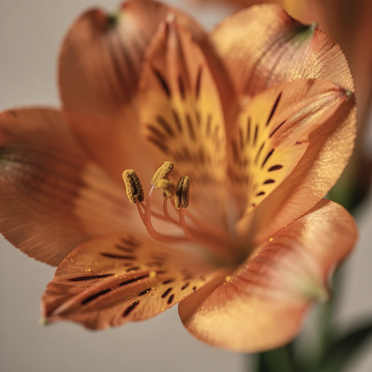 Alstroemeria — Macro of freckled petal detail