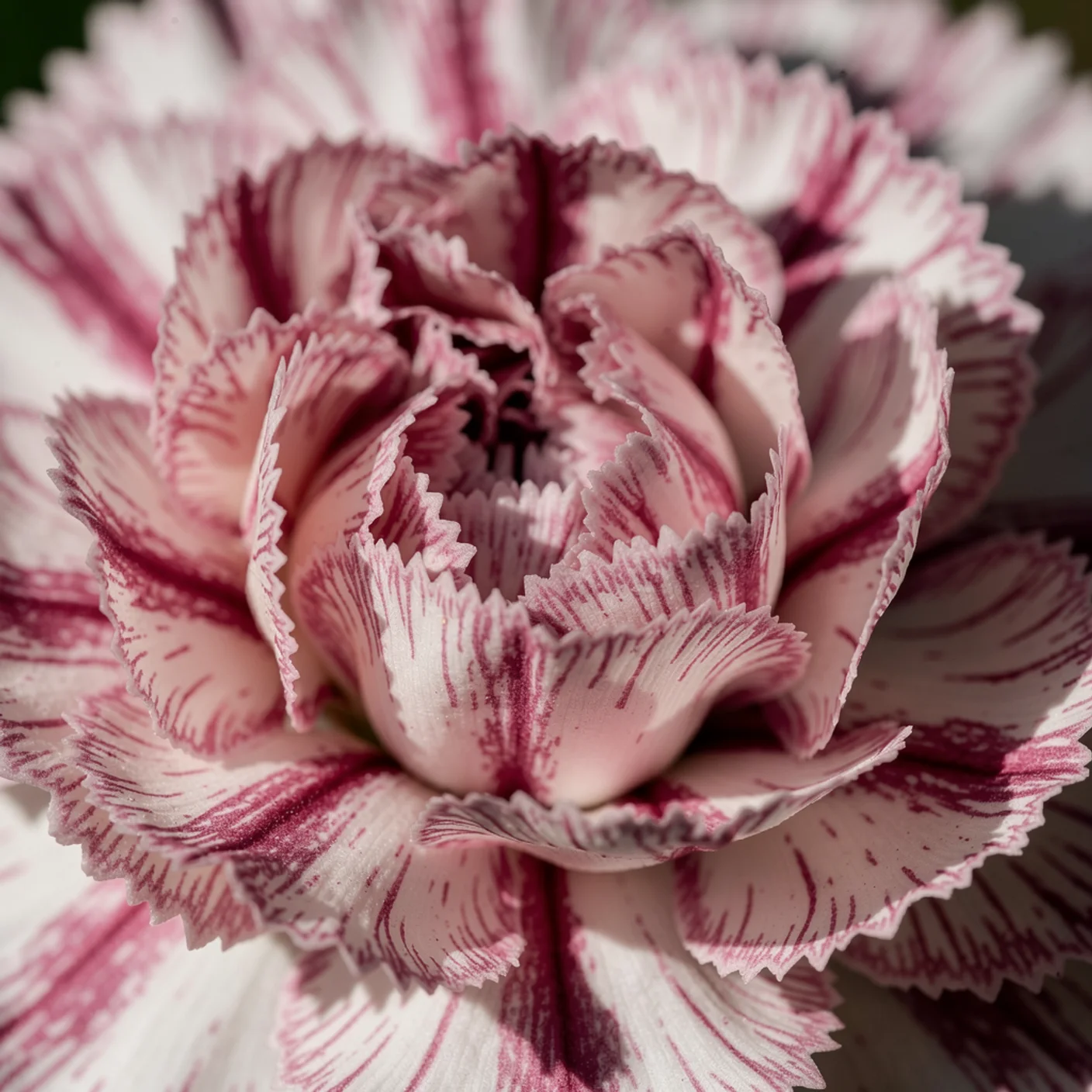 Carnation — Macro of striped bi-colour petal detail