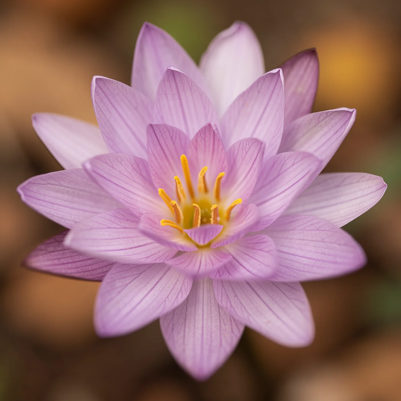 Colchicum — Macro of a single colchicum bloom showing layered petals
