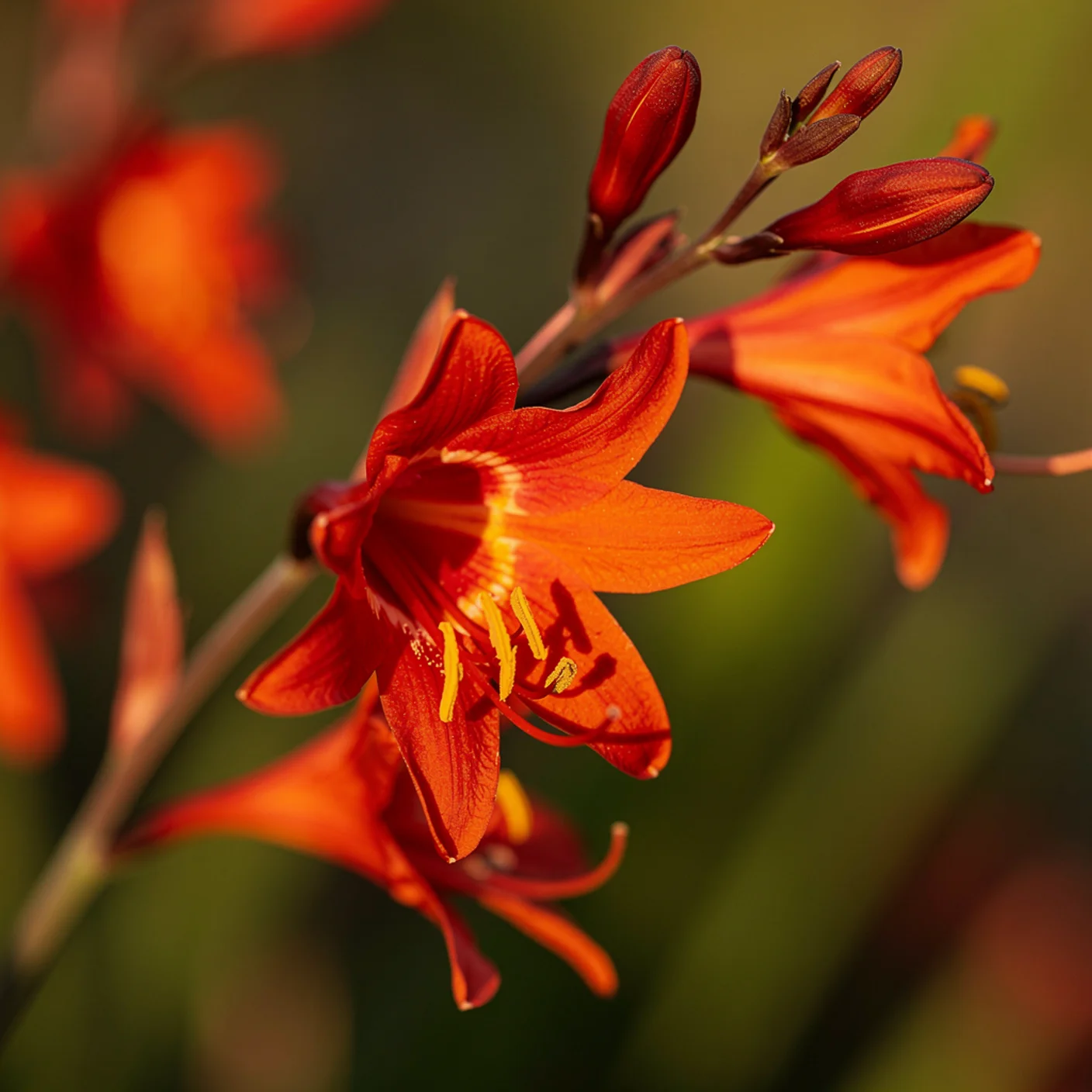 Crocosmia — Close-up of individual tubular flowers