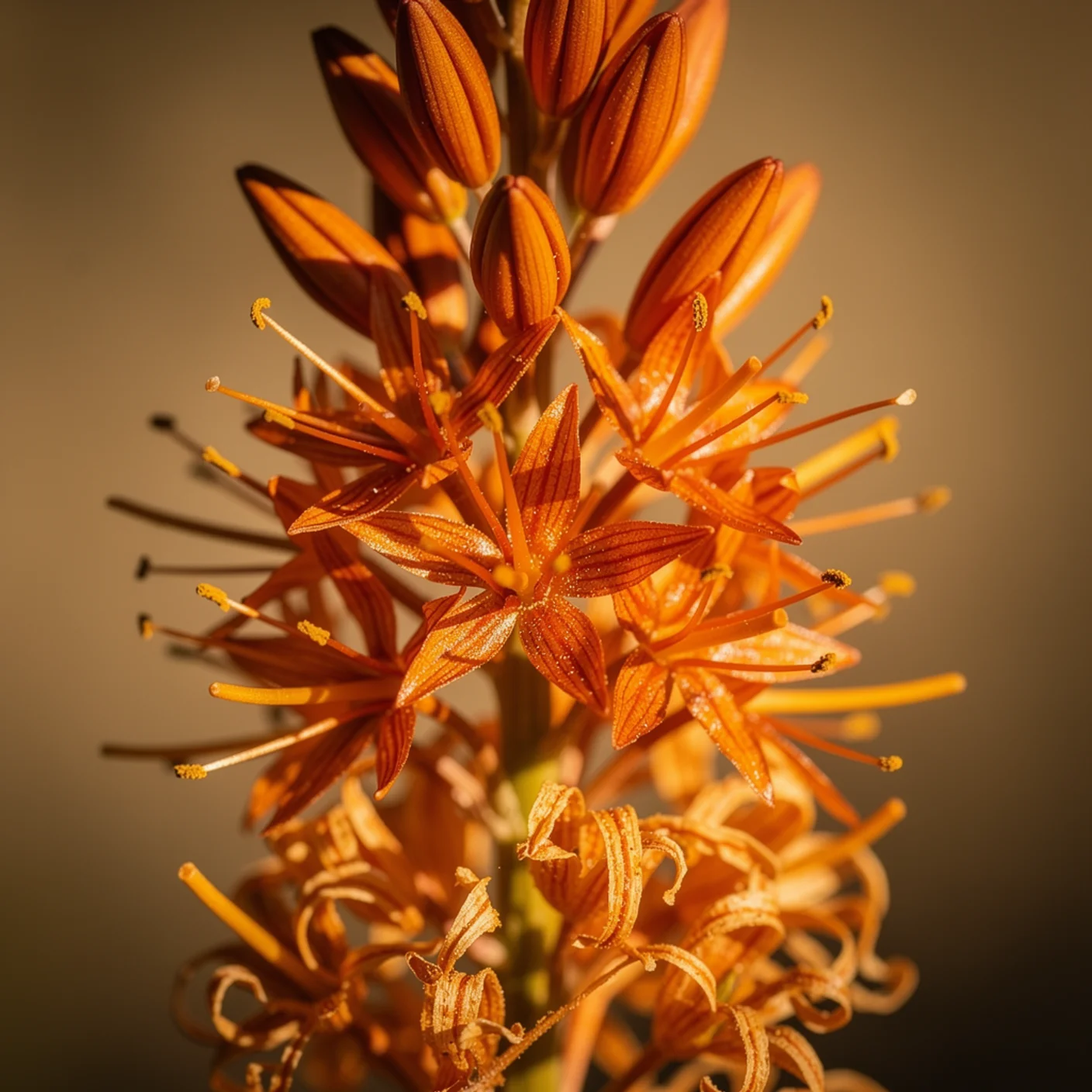 Eremurus — Macro of eremurus flowers showing star-shaped individual blooms