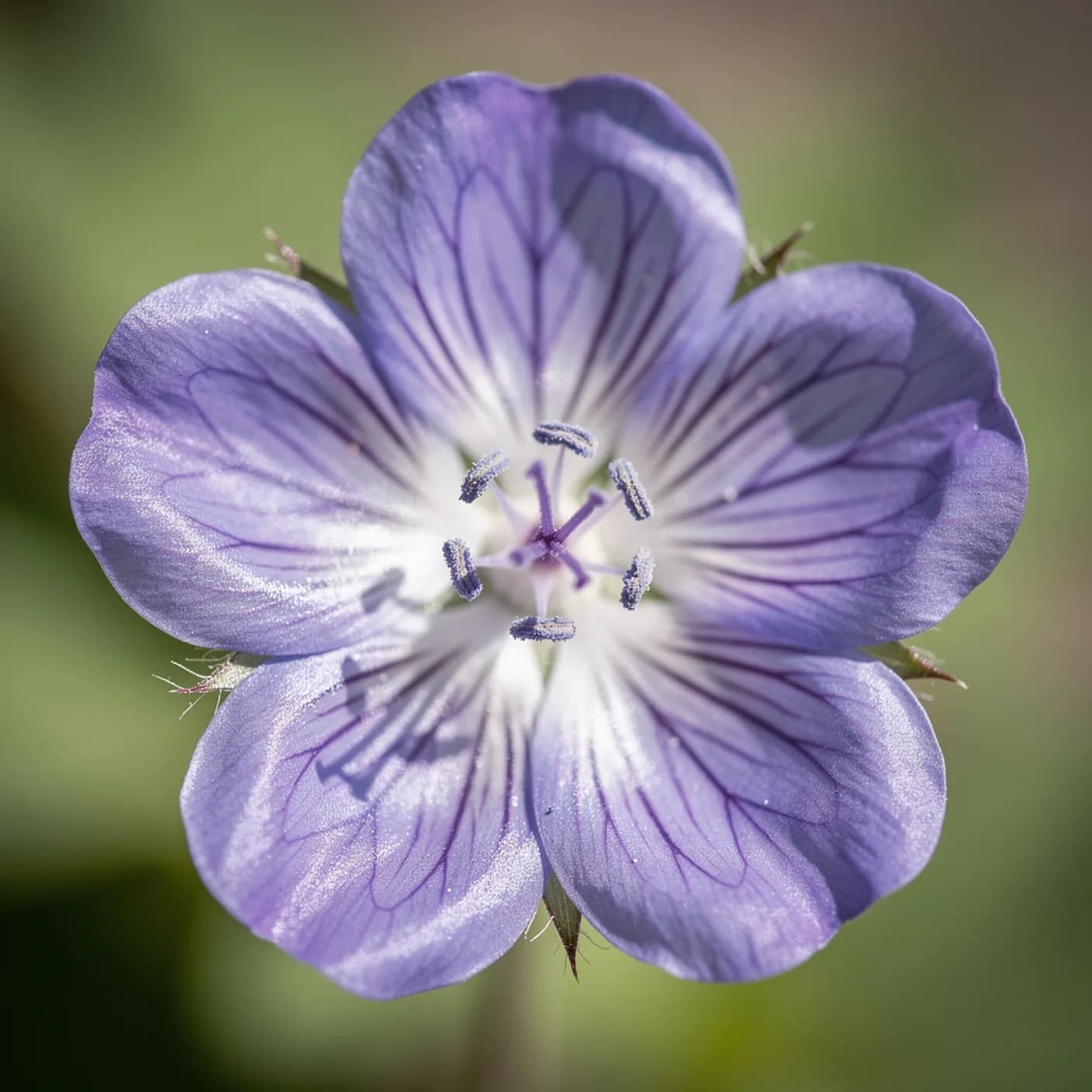 Hardy Geranium — Macro of a single Geranium 'Rozanne' flower showing veining