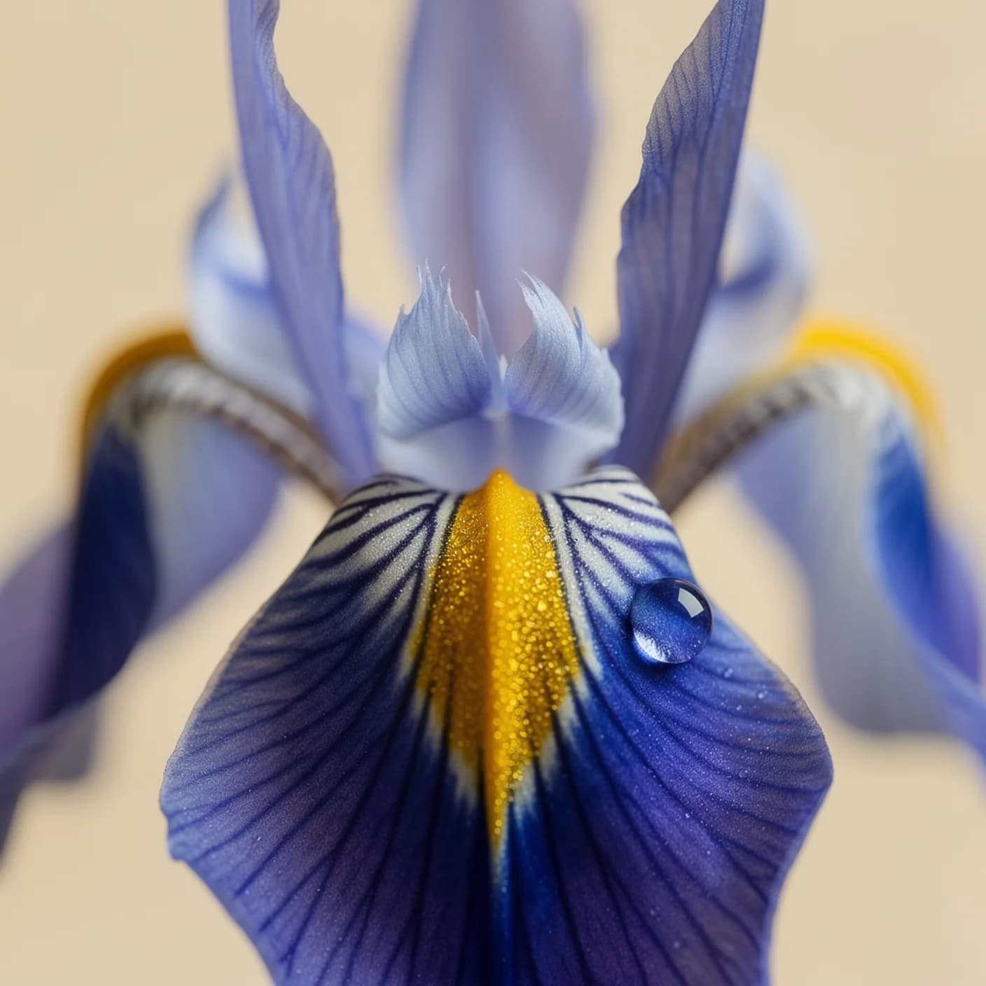 Iris reticulata — Macro of a single Iris reticulata 'Harmony' flower showing colour detail