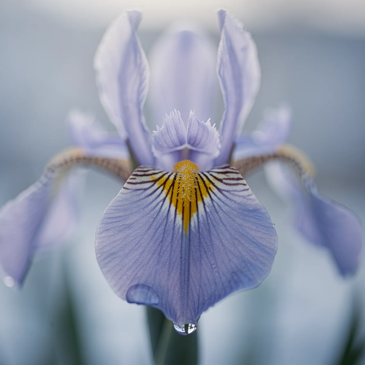 Algerian Iris — Macro of iris unguicularis flower showing colour and markings