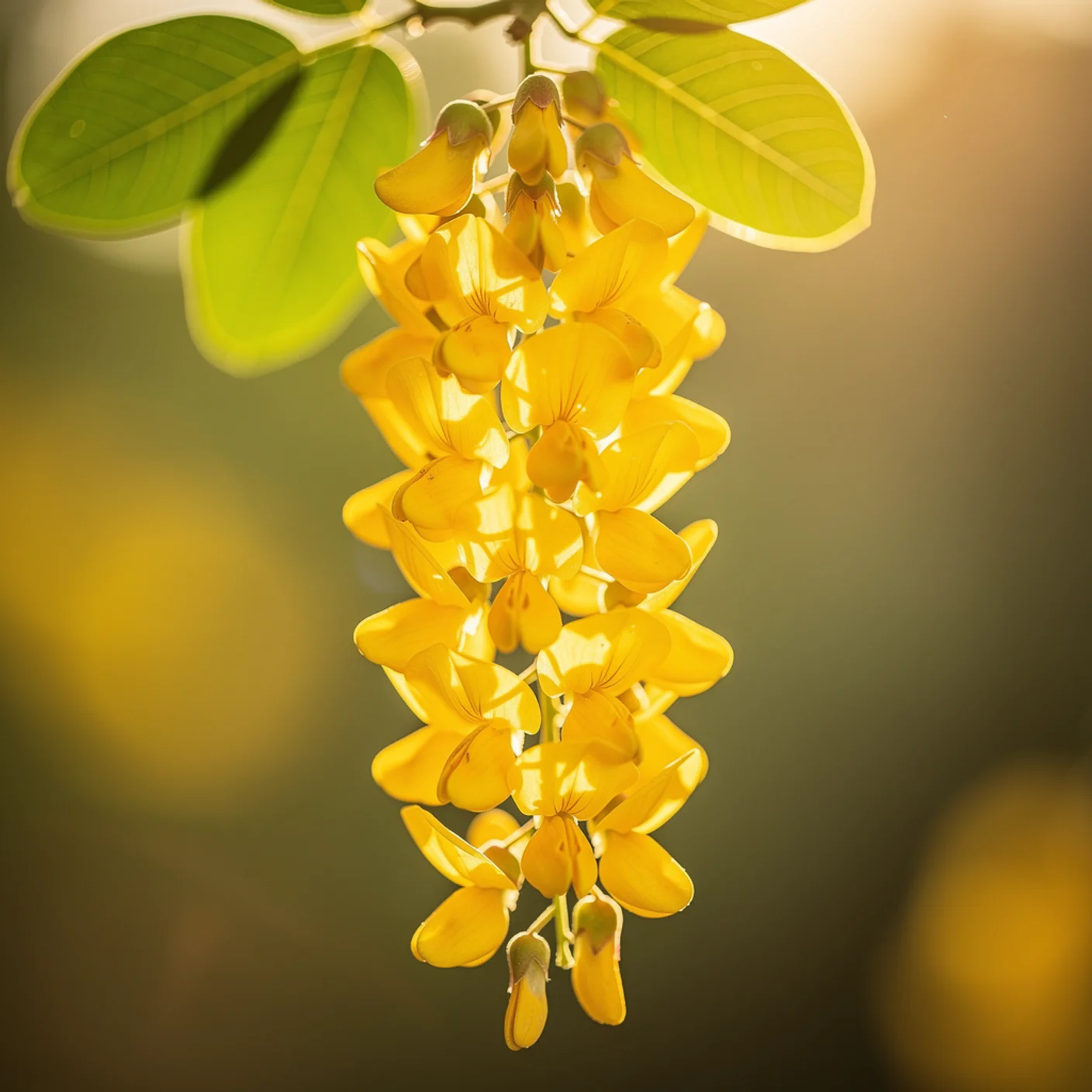 Laburnum — Close-up of a single laburnum raceme showing pea-like flowers