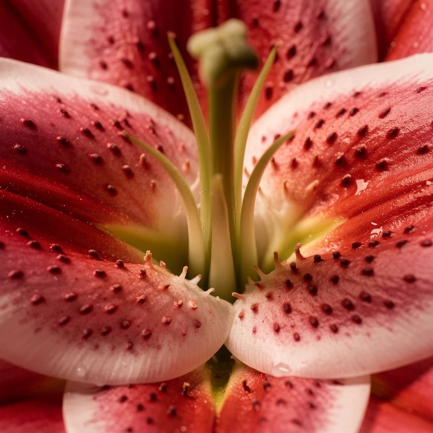 Lily — Macro of speckled petal and central structure