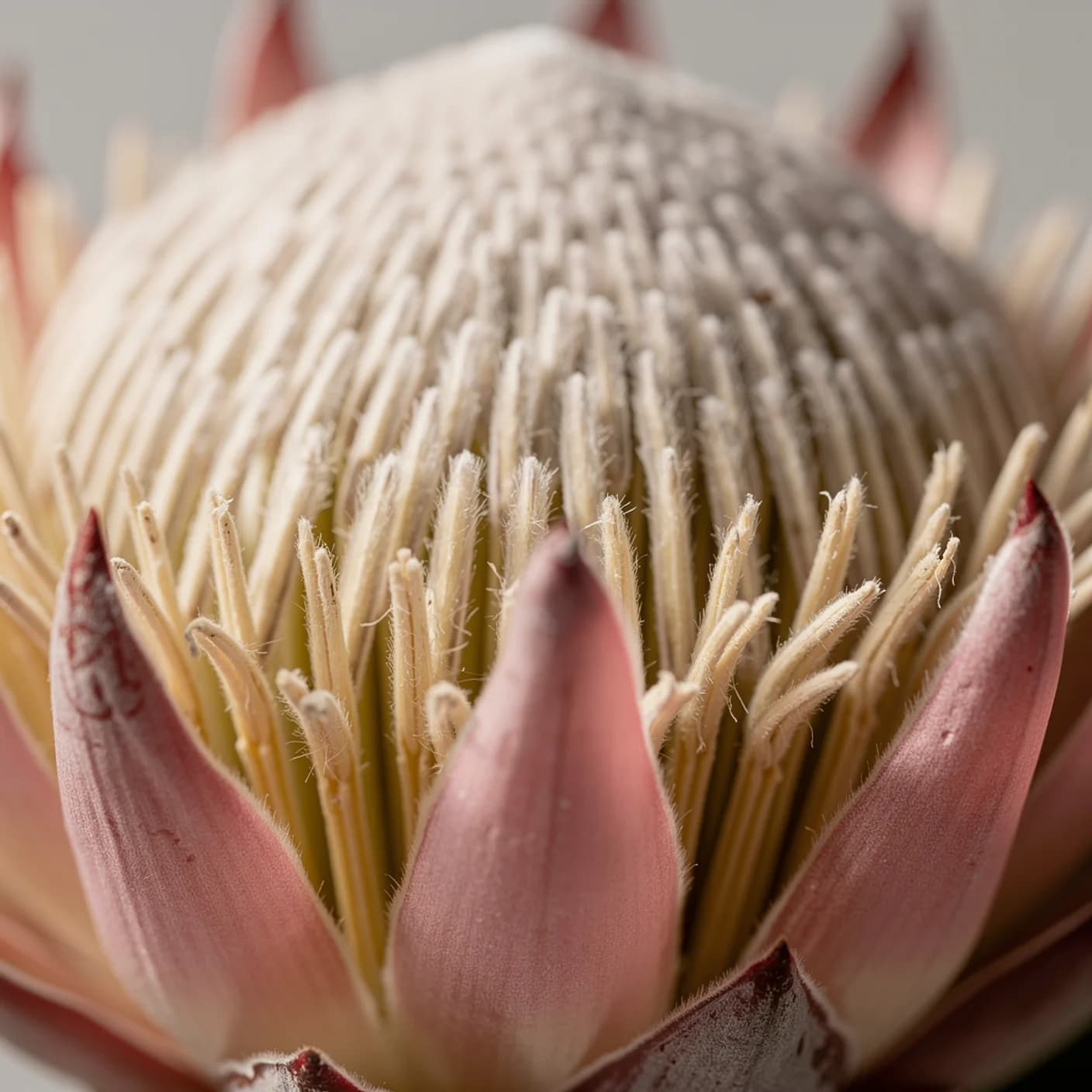 Protea — Macro of bract texture and furry centre