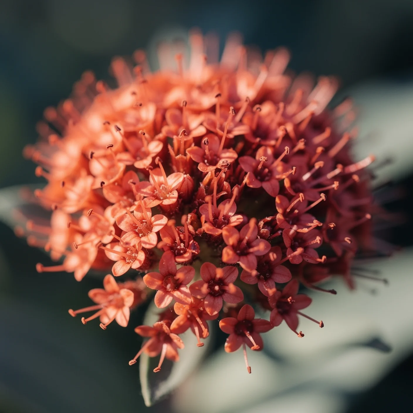 Red Valerian — Macro of red valerian flower cluster showing individual tiny flowers