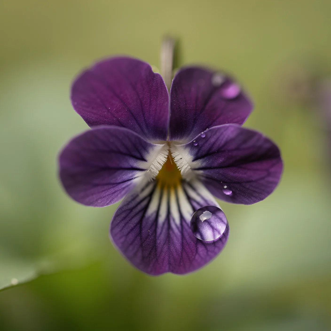 Sweet Violet — Macro detail of a single sweet violet flower