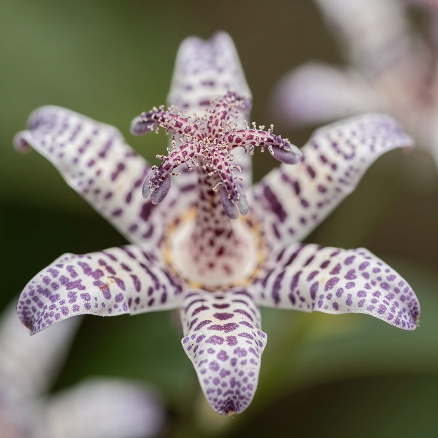 Toad Lily — Extreme macro of a single toad lily flower showing spotted pattern