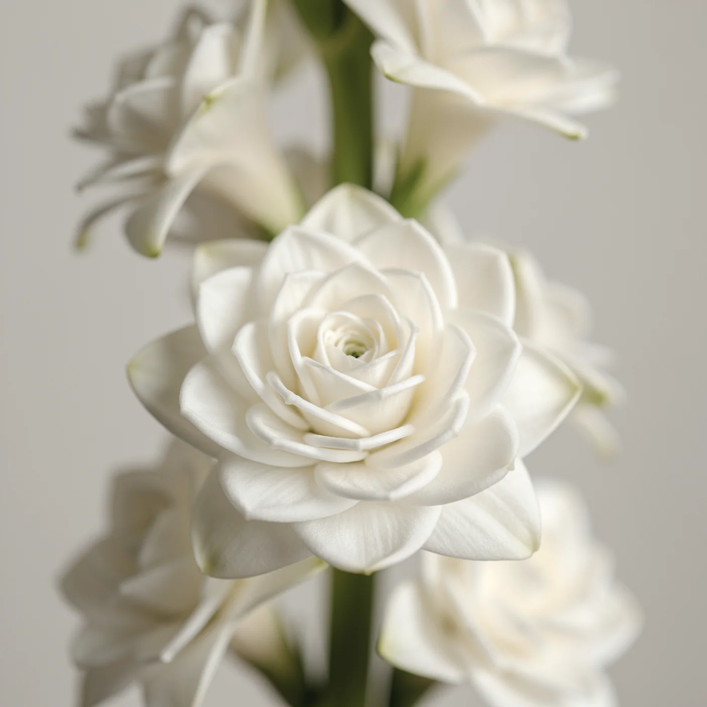 Tuberose — Macro of individual waxy rosette flowers